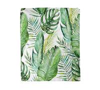 Topyee 130x150 cm Throw Blanket Colorful Green Tropical Palm Fern Leaves on Watercolor Jungle Warm Cozy Print Flannel Home Decor Comfortable Blanket for Couch Sofa Bed