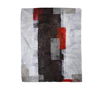Topyee 130x150 cm Throw Blanket Modern Red and Grey Abstract Painting Black White Wall Warm Cozy Print Flannel Home Decor Comfortable Blanket for Couch Sofa Bed