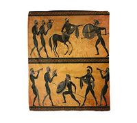 Topyee 150x200 cm Throw Blanket Ancient Greece Scene Black Figure Pottery Greek Mythology Centaur Warm Cozy Print Flannel Home Decor Comfortable Blanket for Couch Sofa Bed