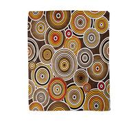 Topyee 150x200 cm Throw Blanket Brown Pattern Aboriginal Orange Australia Dreamtime Indigenous Australian Aborigine Warm Cozy Print Flannel Home Decor Comfortable Blanket for Couch Sofa Bed