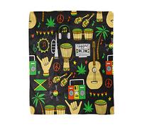 Topyee 150x200 cm Throw Blanket Colorful Jamaican Rasta Pattern Reggae Abstract Caribbean Color Music Warm Cozy Print Flannel Home Decor Comfortable Blanket for Couch Sofa Bed