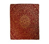 Topyee 150x200 cm Throw Blanket Indian Oriental Red Gold Maroon Golden Pattern Floral Carpet Warm Cozy Print Flannel Home Decor Comfortable Blanket for Couch Sofa Bed