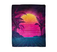Topyee 150x200 cm Throw Blanket Retro Futuristic Landscape 1980S Digital Cyber 80S Party Sci Warm Cozy Print Flannel Home Decor Comfortable Blanket for Couch Sofa Bed