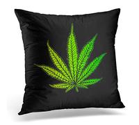 Topyee Cushion Cover Cannabis Leaf Marijuana Herb Weed Ganja Illicit Narcotic Illegal 45x45cm/18x18 Inch Home Decor Throw Pillow Cover Square Pillowcase for Bed Sofa