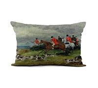 Topyee Throw Pillow Cover 12x20 Inch Randolph Fox Hunting in Surrey 19Th Caldecott Hunt Hunter Home Decor Pillowcase Lumbar Pillow Case Cushion Cover for Sofa Couch Bed