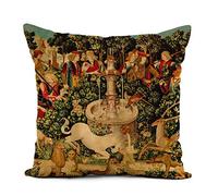 Topyee Throw Pillow Cover 20x20 Inch Doodlefly Unicorn Tapestries Medieval Hunt The Found Mythical Creatures Home Decor Pillowcases Square Pillow Cases Cushion Covers for Sofa Couch Bed