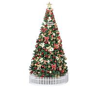 topyl 9.8ft eco- artificial christmas tree spruce hinged xmas tree holiday decorations for indoor easy assembly metal stand-green9.8ft the new