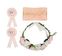 Topyond Baby Shower Tiara Set, Floral Headpiece with Eternal Wreath, Decorative Photo Props for Baby Shower Party, Baby Shower Corsage and Sash, Cute Baby Shower Decorations