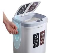 Topyond Bathroom Trash Can, Automatic Trash Can with Touchless Lid, 16L Smart Garbage Can with Dual Compartments, Waterproof Motion Sensor Trash Bin for Bedroom, Bathroom, Kitchen, Office, White