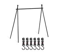 Topyond Camping Racks, Aluminum Alloy Folding Triangular Shelf, Organizer Stand Camping Storage Rack for Cookware and Outdoor Use (Black)