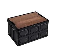 Topyond Car Trunk Organizer, Large Capacity ABS Car Storage Box, Foldable Two Layer Design SUV Trunk Organizer For Cars and Trucks Space Saving (Black 55L with Wooden Lid)