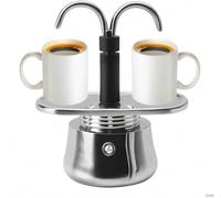 Topyond Coffee Moka Pot,2 Cup 100ML Moka Pot Double Head,Stainless Steel Mocha Coffee Pot Italian DIY Conduit Coffee Maker,Easy to Clean