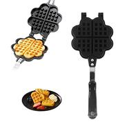 Topyond Double Sided Waffle Iron Flower Heart Shape Non Stick Waffle Maker