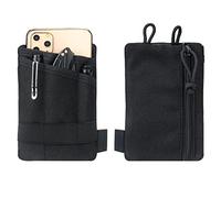 Topyond EDC Pocket Organiser, Waxed Canvas Multitool EDC Pouch with Zippered Case, Compact Camping Gear Storage for Men, Utility Belt Pouch for Knife Pen Flashlight Essentials(Black)