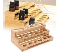 Topyond Essential Oil Organizer, Wooden Essential Oil Storage Display Stand, 3-Tier Essential Oil Holder Rack, Vintage Aromatherapy Shelf, Holds 18 Bottles, Nail Polish, Fragrance, for Home and Salon