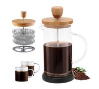 Topyond French Press Coffee Maker, Glass Coffee Pot, High Borosilicate Bamboo Lid Design, Filtering Function,Small Coffee Percolator Coffee Brewer & Plunger for Home Office Tea Brewer 4 Cup