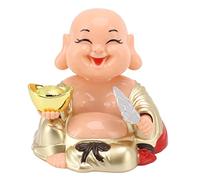 Topyond Laughing Buddha Statue, Solar Maitreya Statues, Lucky Buddha Statues for Wealth, Abundance, Smiling Sitting Buddha Sculpture, Buddha Decoration for Home Office Car