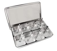 Topyond Spice Jar, 8 Grids Aluminium Alloy Seasoning Box, Condiment Storage Containers with Spoon, Spice Organizer for Kitchen Utensils