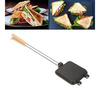 Topyond Square Sandwich Maker Pan,Double Sided Flip Grill with Nonstick Surface, Panini Press for Breakfast, Camping, and Hot Dogs, Aluminium Alloy Design
