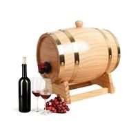 Topyond Wine Pine, Wooden Bourbon Barrel, Self Brewed Wine Pine Aging Barrels, Beer Barrels for Bar Catering Barbecue Shop and Wine Lovers(3L)