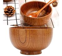 Topyond Wooden Bowl, Japanese Noodle Soup Bowls, Ramen Bowl, Wooden Bowls Serving Bowl for Rice, Fruit, Salad, Candy and Condiment