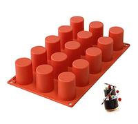 TOPYS 15 Cavities Cylindrical Fondant Silicone Mold DIY Cylinder Pastry Cupcake Jelly Mousse Pan Pudding Muffin Chocolate Making Supplies Cookie Shot Moluds For Baking