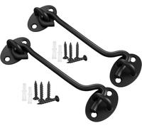 TOPYWMSP Hook and Eye Latch,8 Inch Cabin Hook Stainless Steel Door Lock Hook 2-Pack 200mm Black Door Latch for Internal Door Hooks to Keep Door Open,Door Catch for Outdoor Garden Gate Latch Use