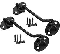 TOPYWMSP Hook and Eye Latch,Cabin Hook Stainless Steel Door Lock Hook,2-Pack Black Door Latch for Internal Door Hooks to Keep Door Open,75mm Door Catch for Outdoor Garden Gate Latch Use(3 Inch)