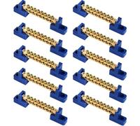 TOPZEA 10 Pack Terminal Bus Bar, 8 Positions Screw Brass Terminal Grounding Strip Bus Bar for Car Boat Marine Ground Electrical Power Distribution, Blue