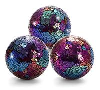 TOPZEA 3 Pack Decorative Glass Balls, 4 Inch Colorful Glass Mosaic Orbs Sphere Bowl Fillers Table Centerpiece Ball for Bowls, Vases, Dining Coffee Table Decor, Rainbow Color