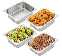 TOPZEA 4 Pack Half Size Hotel Pans, 1/2 Size 4" Deep Stainless Steel Steam Table Pan Catering Food Pan Chafing Dishes Dinner Buffet Server Breading Tray Batter Bowl for Food Prep, Breading, Restaurant