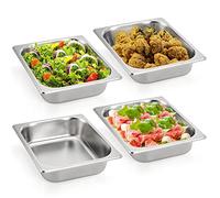 TOPZEA 4 Pack Hotel Pans Half Size, 2.5" Deep 1/2 Size Stainless Steel Steam Table Pan Buffet Catering Food Pan, Warmer Breading Tray Batter Pans for Hotel, Party Catering Supplies