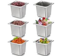 TOPZEA 6 Pack Hotel Pans, 1/6 Size 6" Deep Stainless Steel Steam Table Pan Commercial Heavy Duty Catering Pan for Buffet Serving, Food Prep, Salad & Ice Cream Bar, Restaurant, Dishwasher Safe