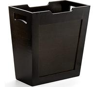 TOPZEA Bamboo Waste Basket, Rectangular Slim Trash Can Wood Wastebasket with Handles, Wooden Small Garbage Can Trash Bin for Bathroom, Office, Kitchen, Craft Room, Bedroom, RV, 10.5"x 6"x 11", Black