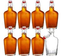 TOPZEA Set of 8 Glass Bottles with Swing Top, 8.5 Oz Whiskey Flask Pocket Drinking Flask with Airtight Stopper, Easy Cap Liquor Bottle for Spirits, Beer, 2nd Fermentation Brewing Bottle