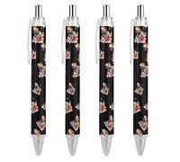 TopZeDeals Watercolor Cearded Dragon Retractable Ballpoint Pen Black Ink Ball Point 0.5mm Smooth Writing Note Taking Accessories For Office 4 PCS