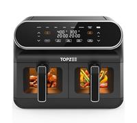 TOPZEE 8L Large Air Fryer - Dual Basket Airfryer with Easy View Windows, Preheat, Air Fry, Roast, Broil, Bake, Dehydrate, 2 Independent 4 L Nonstick Dishwasher Safe Baskets, Black