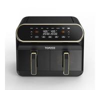 TOPZEE 8L Large Air Fryer - Dual Basket Airfryer with View Windows,2 Independent 4 L Nonstick Dishwasher Safe Baskets, w/Glod Border
