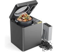 TOPZEE Electric Compost Bin for Kitchen, 3L Smart Countertop Composter with Odorless Auto-Cleaning, Low Noise, Turns Food Waste to Fertilizer in 4 Hours, for Indoor Home Use, Black