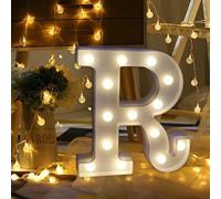 Topzilly LED Marquee Letter Lights Sign, Warm White LED Lamp, Light up 26 Alphabet for Living Room, Bedroom Table & Wall, Home Bar, Christmas, Wedding, Party Festival Decoration (R)