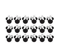 TopZog Set of 18 MINNIE MOUSE HEADS, bow, ears wall art sticker decal, for baby girls, boys nursery, kids bedroom, playroom, laptop, BLACK, 8 x 9 cm each