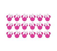 TopZog Set of 18 MINNIE MOUSE HEADS, bow, ears wall art sticker decal, for baby girls, boys nursery, kids bedroom, playroom, laptop, PINK, 8 x 9 cm each
