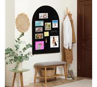 Topzora 60 x 90 cm Large Notice Board Felt Self-Adhesive with 50 Push Pins, 6 Pieces 30 x 30 cm Vision Board, Arch Felt Notice Board for Walls at School, Home, Office (Black)
