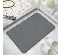 Topzywlc Stone Bath Mat Diatomite Quick Dry Bath Mat Non Slip Anti Mould Absorbent Magic Mat for Bathroom Floor Comes with Non-slip Pad and Sandpaper (Dark gray, 39 * 60 * 0.9cm)