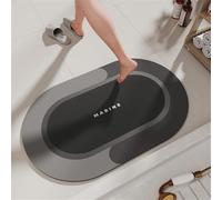 Topzywlc Super Absorbent Bath Mat, Quick Drying Bath Rugs, Absorbent Floor Mat for Bathroom, Magic Mat Non Slip Anti Mould, Rubber Non-slip Bottom, Simple Kitchen Door Mat (Dark Gray, 45x70 cm, Oval)