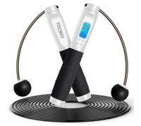 TOQIBO Skipping Rope with Digital Counter, Professional Ball Bearings & Non-Slip Handles, Adjustable Speed Rope Skipping Training, Fitness, Boxing, Weight Loss for Children and Adults