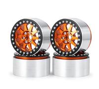 TOQPCZA RC Car Toys Components For Axial For SCX10 For Wraith 90048 RR10 For TRX4 For TRX6 1/10 Aluminum 2.2Inch Beadlock Wheel Rims Hubs RC Crawler Car Parts(Orange)