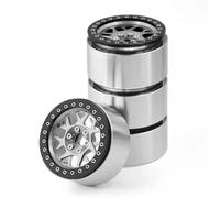 TOQPCZA RC Car Toys Components For Axial For SCX10 RR10 For Wraith For TRX4 For TRX-6 1/10 4PCS CNC Aluminum 2.2 Beadlock Wheel Rim RC Crawler Car Accessories(Silver)