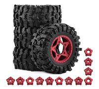 TOQPCZA RC Car Toys Components For Traxxas For Slash For Arrma For Senton 1/10 4Pcs 109mm Tire With 12mm 14mm 17mm Wheel Hex RC Short Course Truck Car Upgrade Parts(Red)