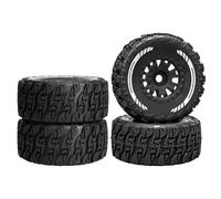 TOQPCZA Rc Upgrade Components For Arrma For Mini For Mojave For Grom 4X4 1/16 4pcs Plastic Wheels Rims With Rubber Tires RC Car For Desert Truck Upgrade Parts(Black)